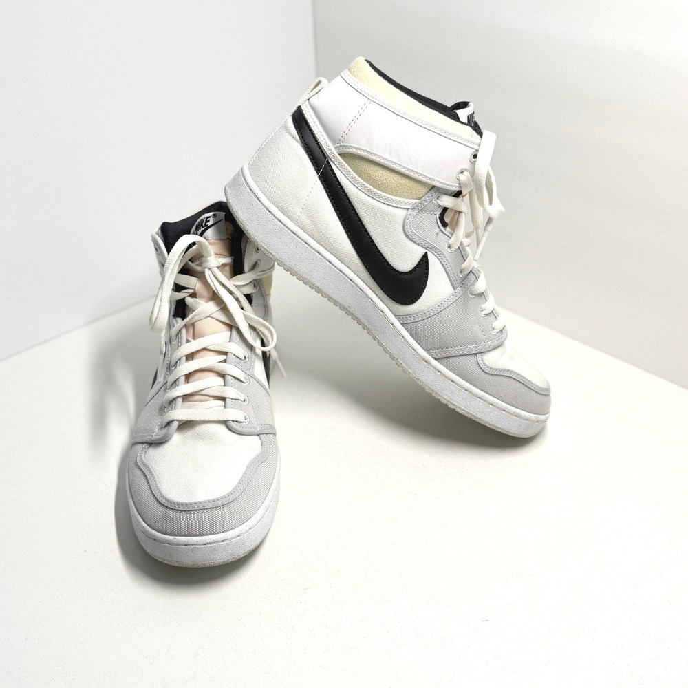 Nike Air Jordan 1 AJKO High White Grey Black Canvas Sneakers Mens 9.5